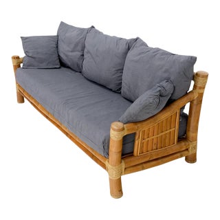 Heavy Large Diameter Bamboo Frame Mid-Century Modern Sofa For Sale