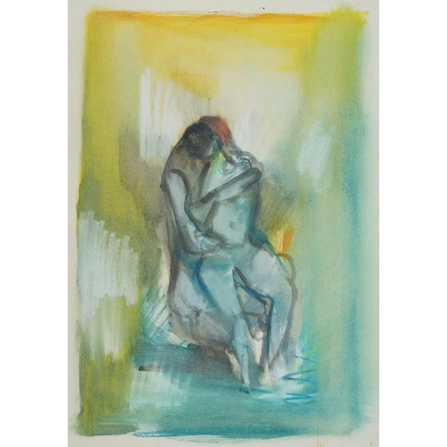 Marcel Mouly, Nude, Embracing Couple, Gouache For Sale - Image 11 of 11
