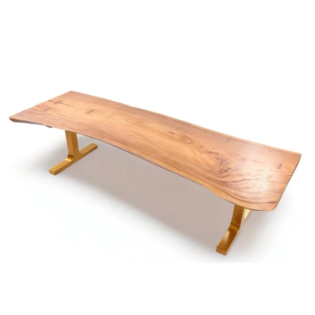 Wood 118" Inch Living Edge Dining Table For Sale - Image 7 of 11
