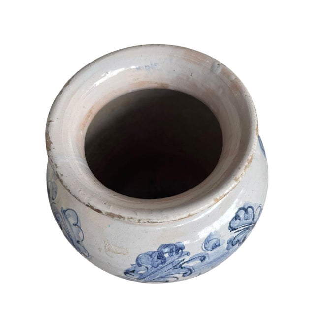 19th Century Antique Italian Blue and White Pottery Vessel For Sale - Image 5 of 7