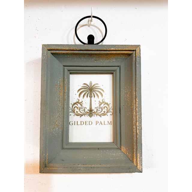 Farmhouse Pair of Distressed Grey Wood Picture Frames With Gilt Detail For Sale - Image 3 of 8