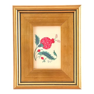 Original Hand-Painted Pomegranate Motif Paining, Framed For Sale