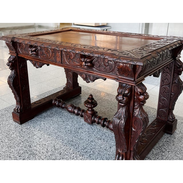 R. J. Horner & Co. 19th Century Carved Oak Desk in the Style of Style of R. J. Horner & Co. For Sale - Image 4 of 18