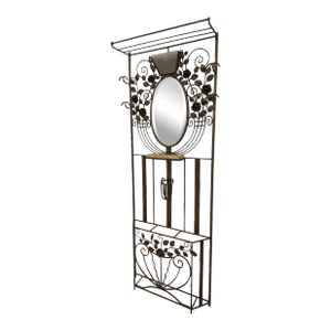 French Art Deco Hall Tree Coat Rack With Glass Light Sconce