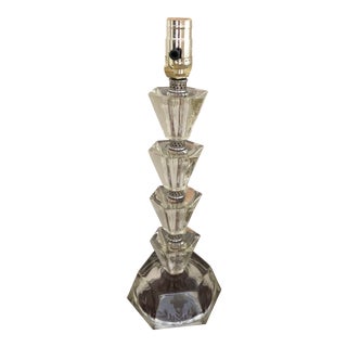 Art Deco Glass 5-Tiered Geometric Shapes Lamp, Vintage Mid 20th Century For Sale
