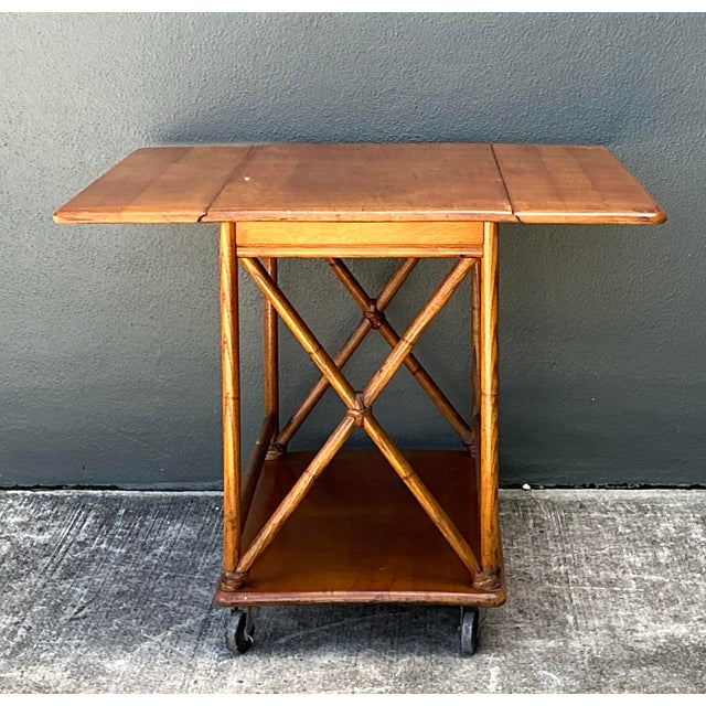 Mid 20th Century Vintage Heywood Wakefield Maple Bar Cart For Sale - Image 11 of 12