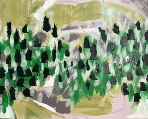 “Forest Glade” Original Abstract Painting, Oil and Acrylic on Canvas by CL Auker