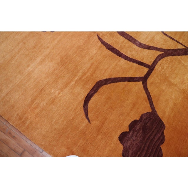 Zabihi Collection Modern Floral Orange Brown Oversize Tibetan Rug - 12'8" x 17'6" For Sale - Image 10 of 12