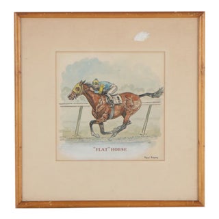 Mid 20th Century Paul Desmond Brown Watercolor Painting "Flat Horse" For Sale