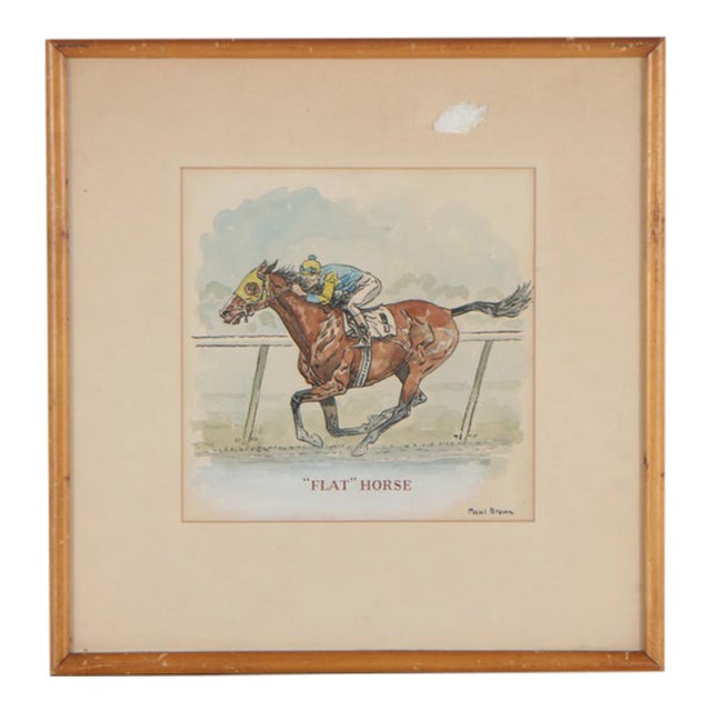 Mid 20th Century Paul Desmond Brown Watercolor Painting "Flat Horse" For Sale