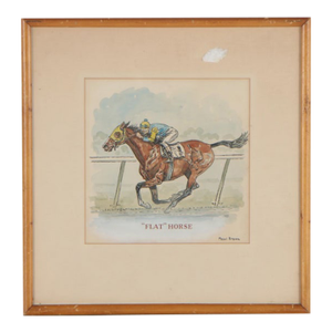 Mid 20th Century Paul Desmond Brown Watercolor Painting "Flat Horse"