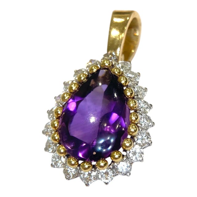 Vintage 14k Gold Amethyst & Diamond Pendant Enhancer For Sale In Las Vegas - Image 6 of 10