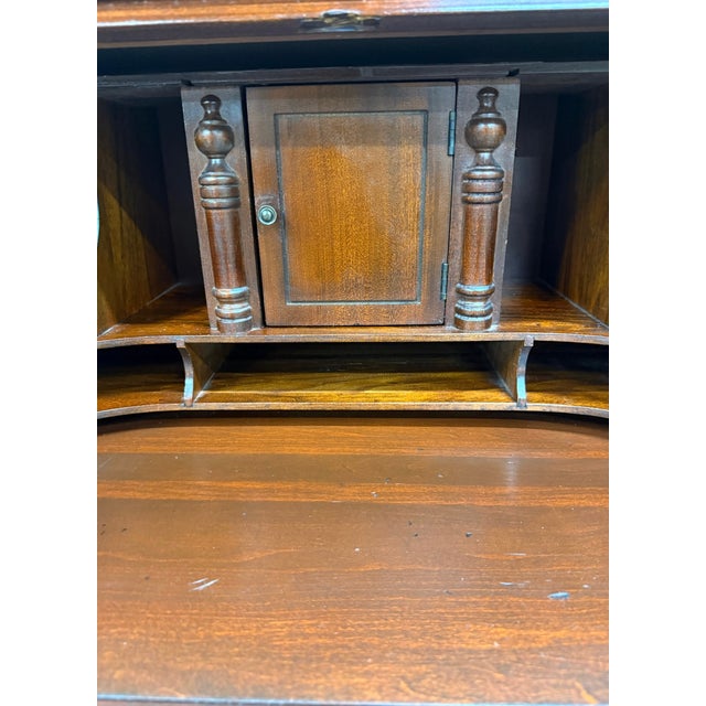 Late 20th Century Vintage Chippendale Style Slant Front Fall Front Mahogany Secretary Desk For Sale - Image 5 of 17
