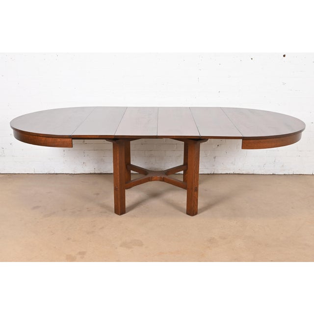 Wood Stickley Antique Mission Oak Arts & Crafts Extension Dining Table, Newly Refinished For Sale - Image 7 of 11