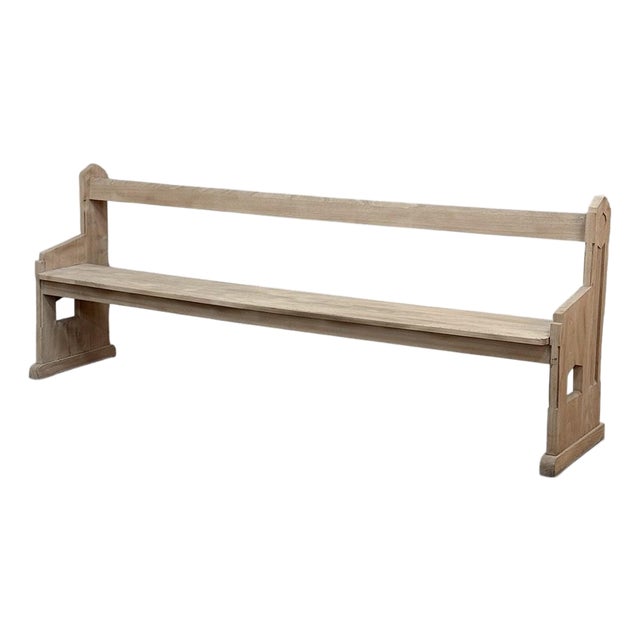 19th Century Gothic Revival Stripped Oak Church Bench For Sale
