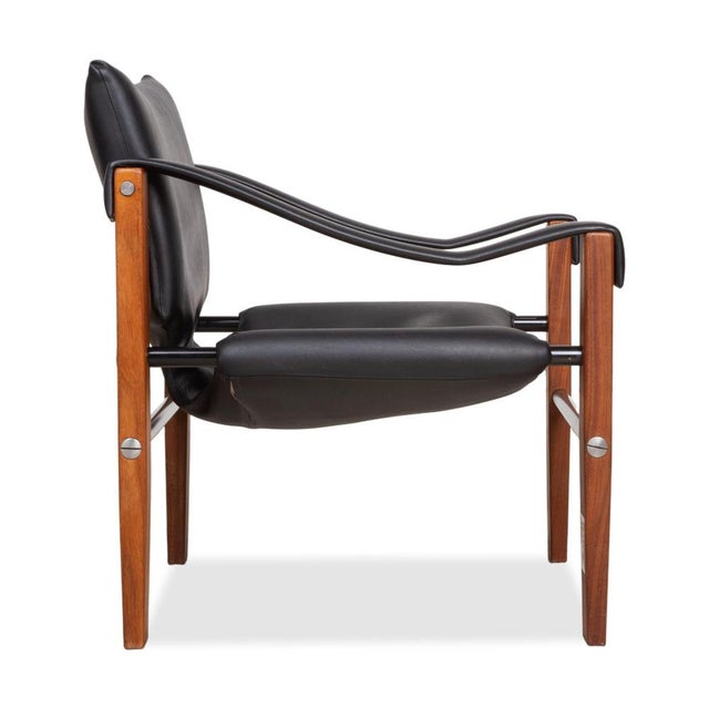 Vintage Leather and Wood Safari Armchairs by Maurice Burke for Arkana, Set of 2 For Sale - Image 10 of 14