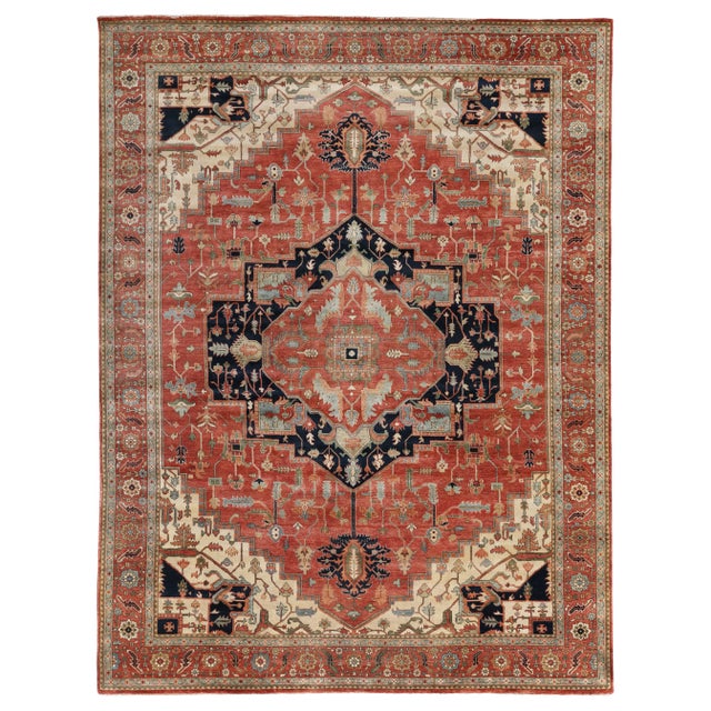 Exquisite Rugs Fine Serapi Hand knotted Wool Red/Multi Rug-8'x10' For Sale