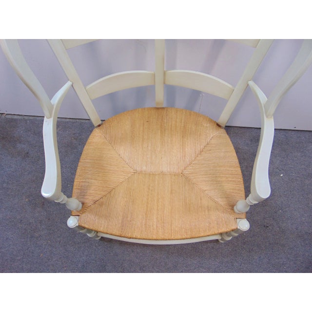 Wood Country French Mint Green Rush Seat Wingback Chair For Sale - Image 7 of 8