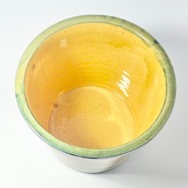 Terre E Provence Yellow & Green Earthenware Canister Crock For Sale - Image 4 of 6