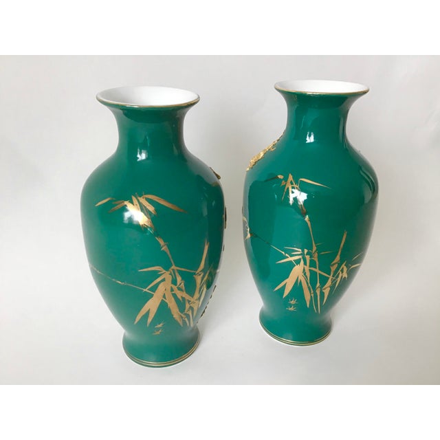 Chinese Vintage Porcelain Vases With Golden Dragons - a Pair For Sale - Image 4 of 8