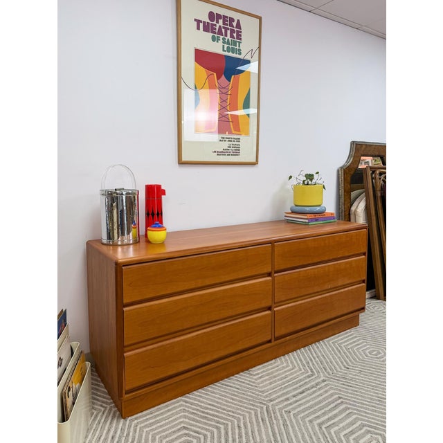 Mid-Century Modern 1970s Mid Century Modern Teak Dresser by Mobican, Danish Teak, Made in Denmark Console For Sale - Image 3 of 15