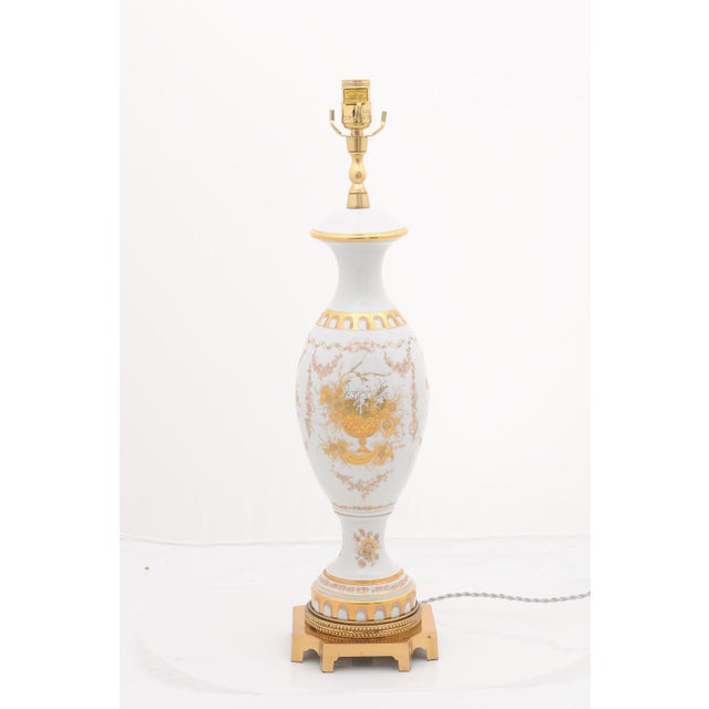 Pair of Gilt Porcelain Regency Lamps by Marbro Lamp Co. - 1950s For Sale - Image 11 of 11