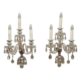 Theresian Wall Lamps with Crystal Trimmings, Set of 2 For Sale