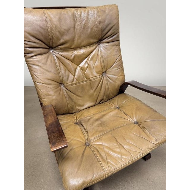 Wood Norwegian Lounge Chairs with Ottoman by Elsa & Nordahl Solheim, Set of 3 For Sale - Image 7 of 9
