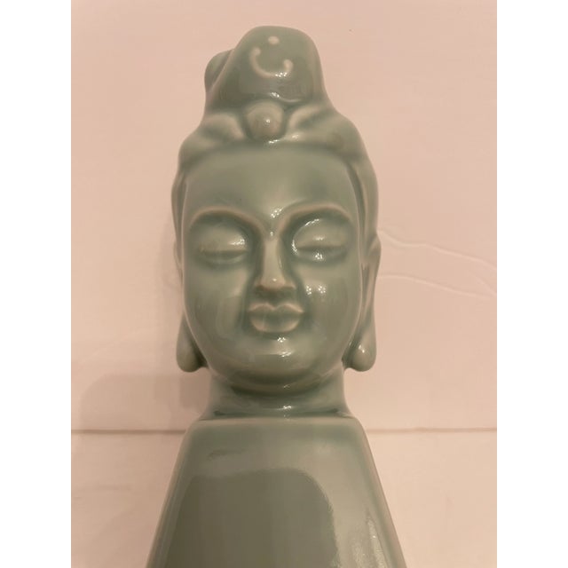 Ceramic Pair Buddha Sculptures or Bookends For Sale - Image 7 of 10
