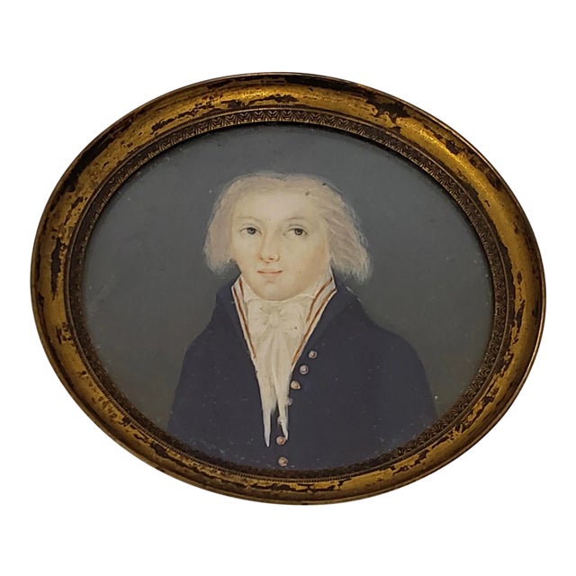 Mid 19th Century Portrait Miniature of a Young Man With White Hair For Sale