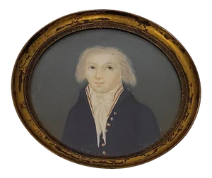 Mid 19th Century Portrait Miniature of a Young Man With White Hair