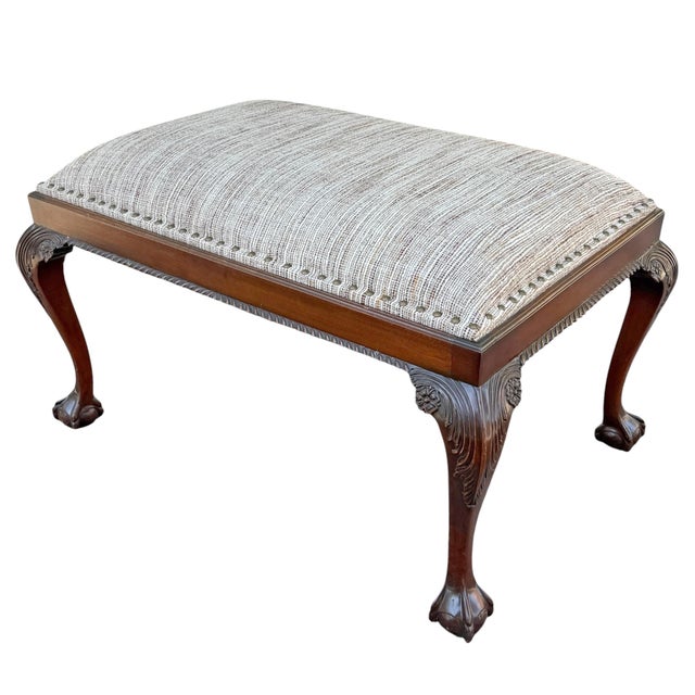 Mid-20th Century Chippendale-Style Ottoman For Sale - Image 4 of 18