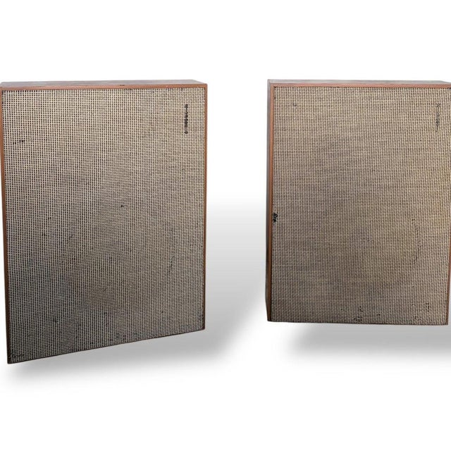 Large Vintage Teak Floor Standing Speakers with Cane Grilles, 1960s, Set of 2 For Sale - Image 4 of 9