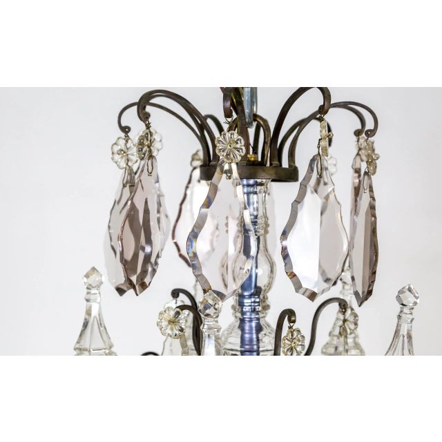Late 19th Century Multi Crystal & Spire Blackened Bronze Birdcage Chandelier For Sale - Image 9 of 11
