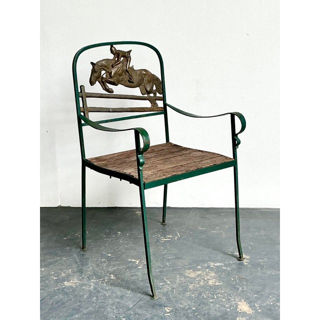 Green Vintage Equestrian Bronze Leaping Horse Chair For Sale - Image 8 of 12