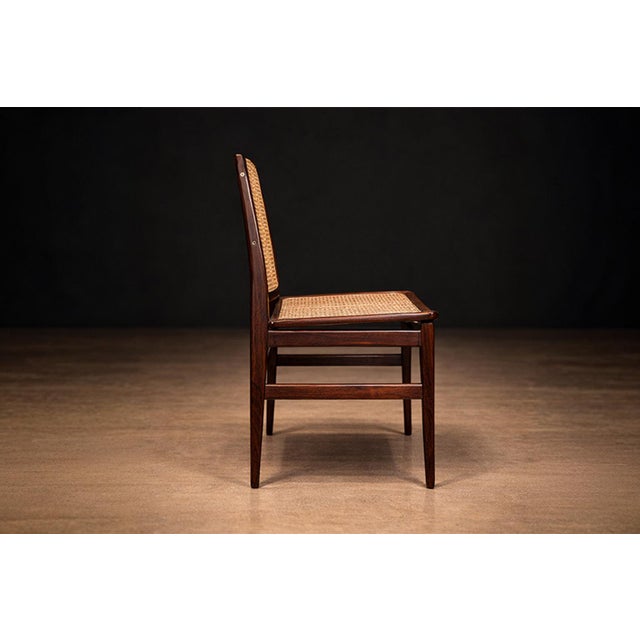 Brown Set of 6 Chairs in Rosewood & Cane, Unknown, 1960s For Sale - Image 8 of 9