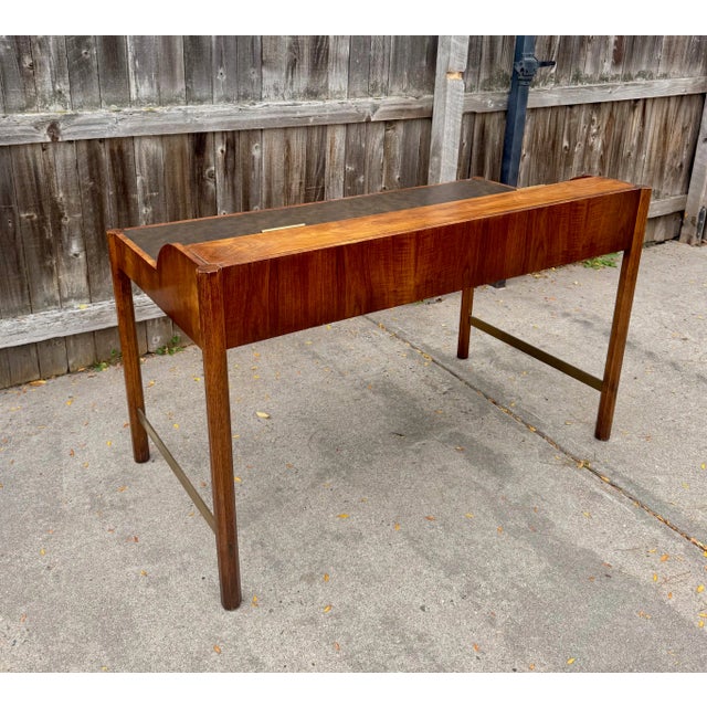 Brown Vintage Mid Century Rolltop Desk by Hekman For Sale - Image 8 of 16