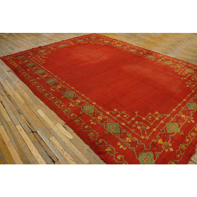 Traditional Jaw-Dropping Red Open Field Allover-Geometric Design Antique Turkish Decorative Oushak Rug For Sale - Image 3 of 12