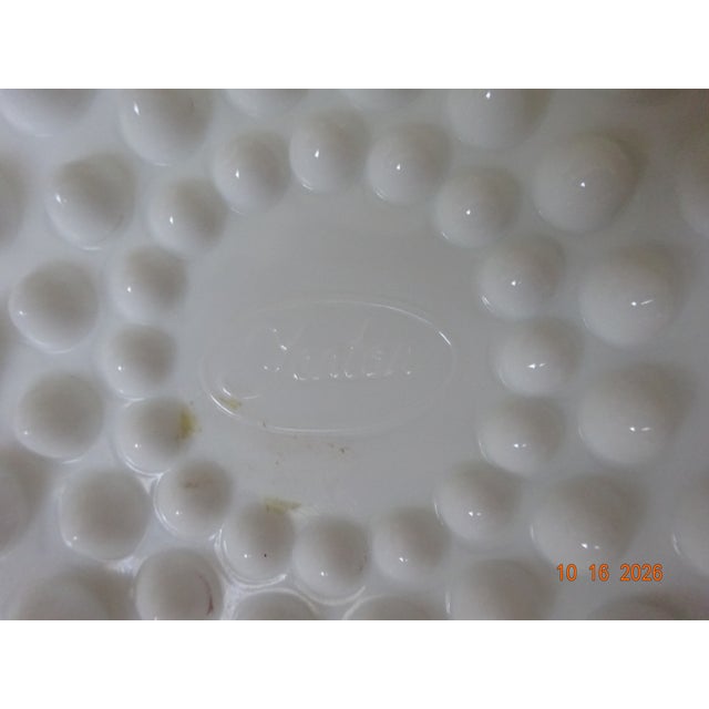 White Vintage Fenton White Hobnail Milk Glass Covered Footed Bowl For Sale - Image 8 of 8