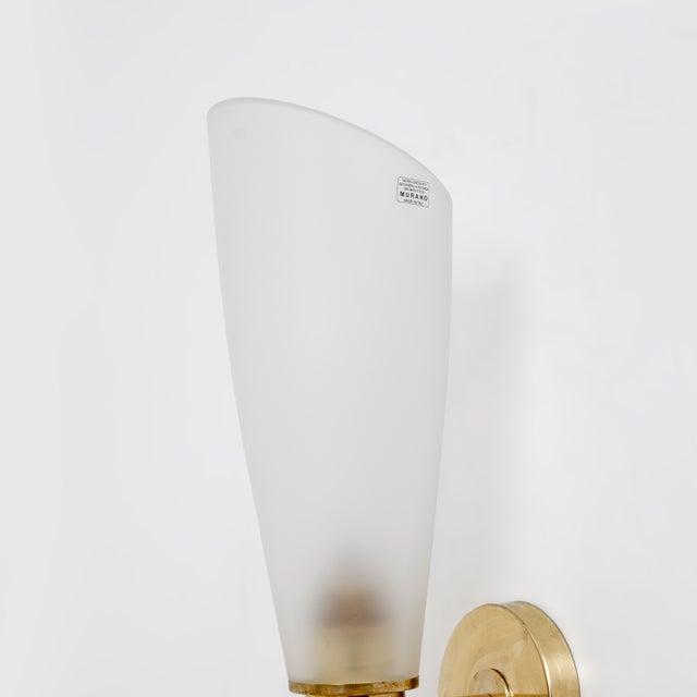 2000 - 2009 Satin Frosted Murano Glass Wall Sconces, 2000, Set of 2 For Sale - Image 5 of 8