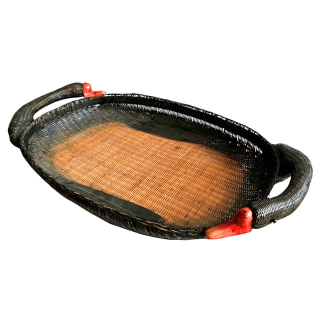 Mid 20th Century Vintage Shanghai Handicrafts Goose Basket Tray For Sale - Image 5 of 6