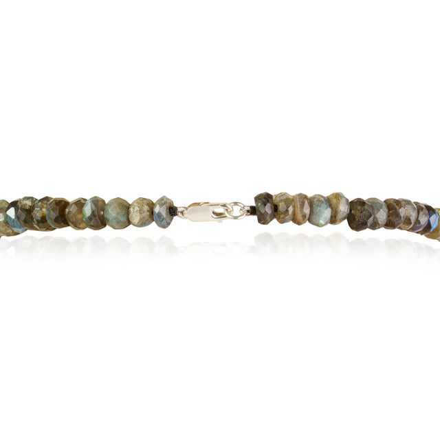 Metal Dramatic Matinee Length 295 Ct Natural Labradorite Rondelle Beaded Necklace, 22.5" For Sale - Image 7 of 14