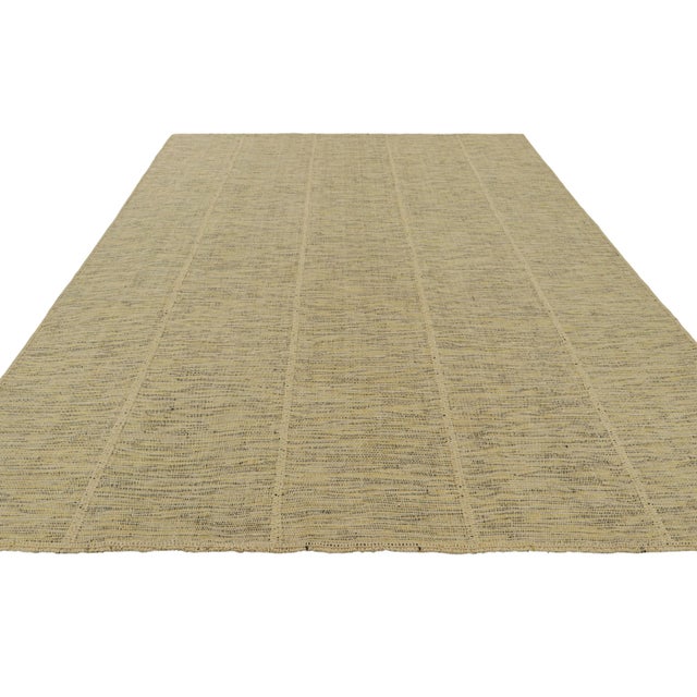 2010s Rug & Kilim’s Contemporary Kilim With Stripes in Beige, Gold and Black For Sale - Image 5 of 7