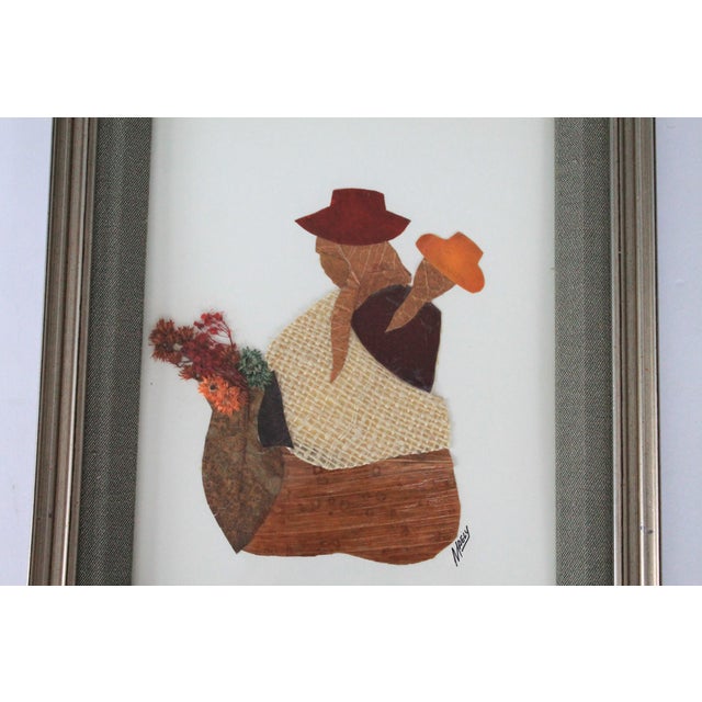 Late 20th Century Vintage Framed Figurative Artwork Made of Native Materials of Ecuador - A Pair For Sale - Image 5 of 11