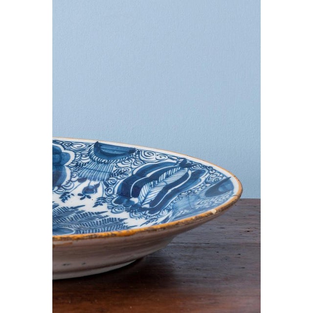 18th Century Dutch Delft Blue and White Peacock Dish For Sale - Image 6 of 8