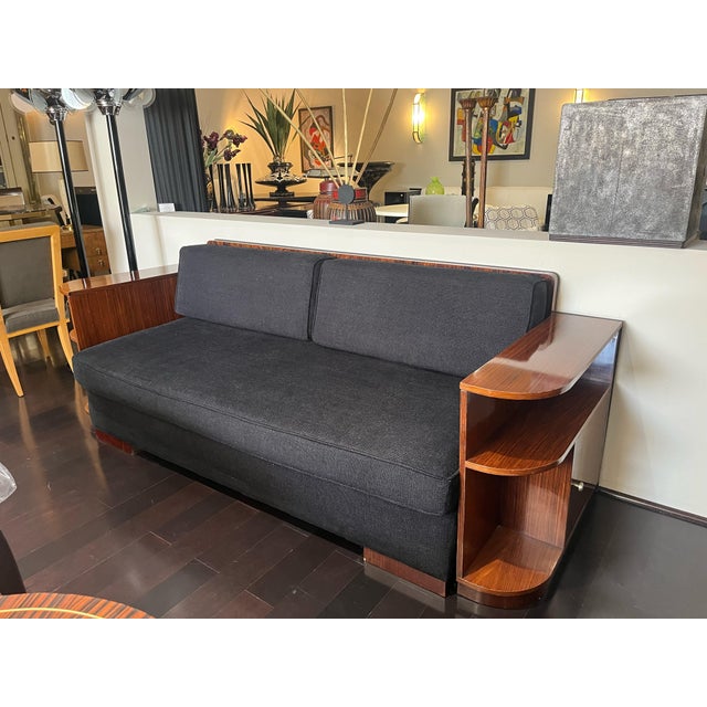 Jean Michel Frank Adolphe Chanaux 1930s French Art Deco Sofa in the Style of Jean Michel Frank in Indian Rosewood For Sale - Image 4 of 9