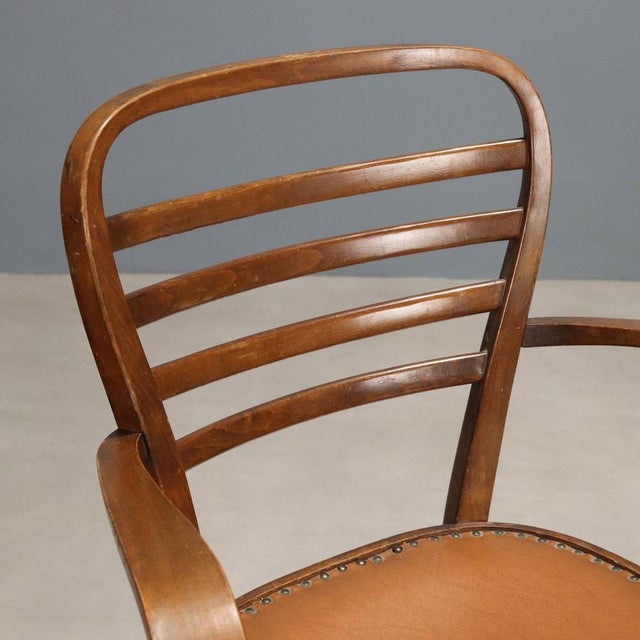 Beech Armchair with Skai Seat, 1950s For Sale - Image 3 of 9
