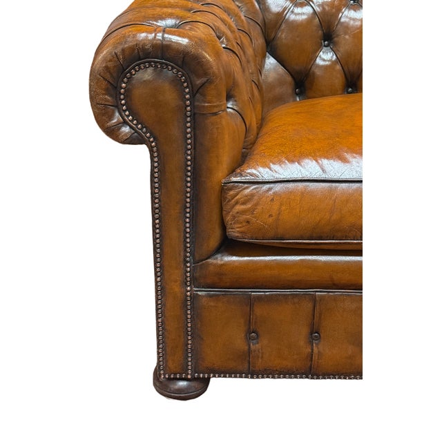 English English Chesterfield Sofa of Tufted Leather For Sale - Image 3 of 16