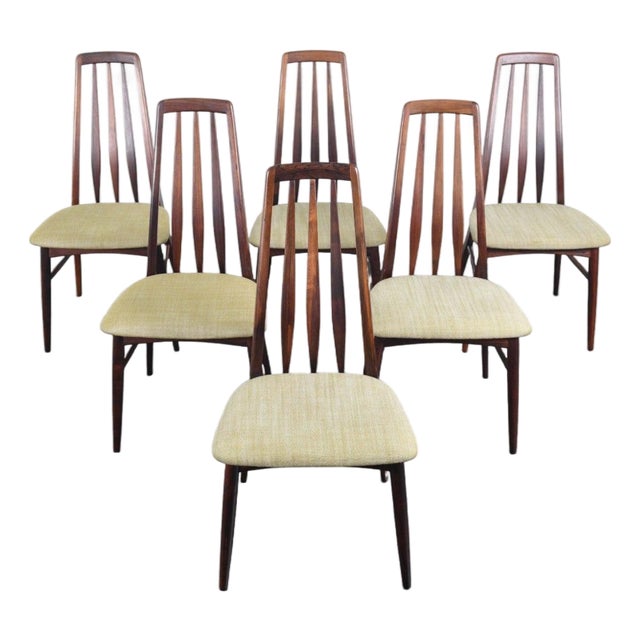 Mid 20th Century Set of Six Nils Koefoed "Eva" Highback Dining Chairs in Rosewood For Sale