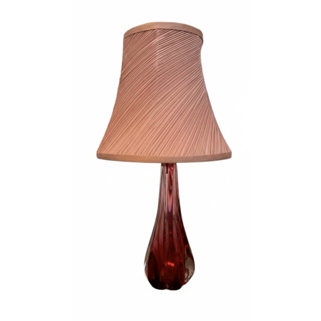 10” Diameter x 19”H Base: 4 1/2”W x 4”D A striking example of Belgian craftsmanship, this mid-century table lamp by Val...